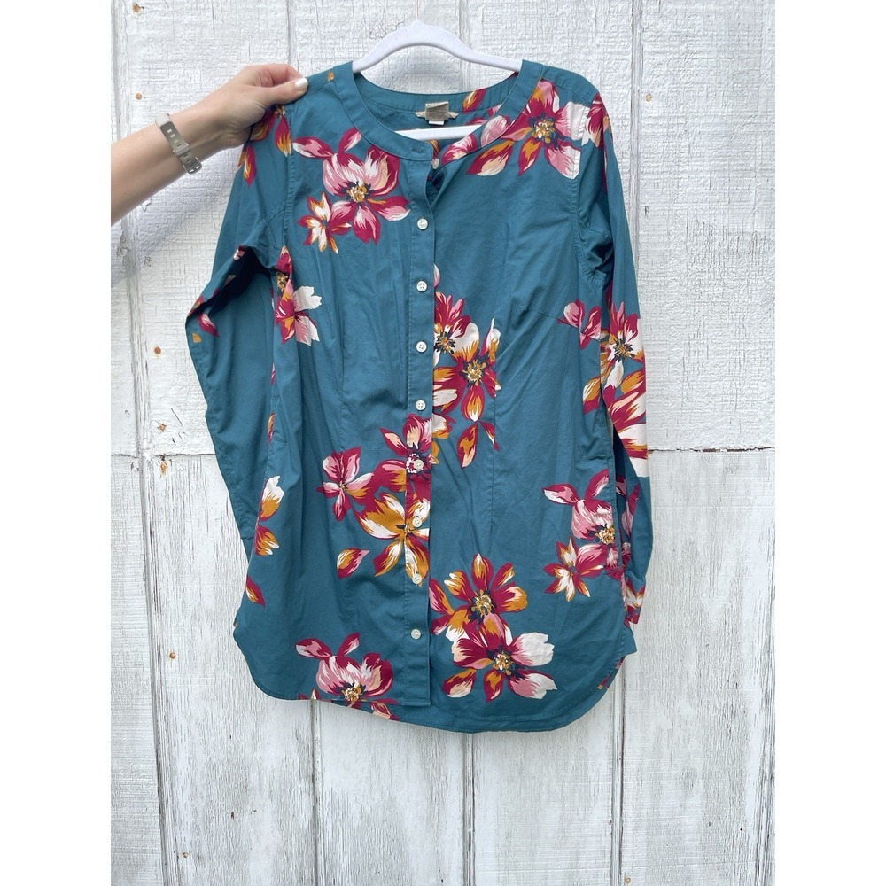 Duluth Trading‎ Green Floral Longsleeved Buttonup XS Womens Shirt Blouse